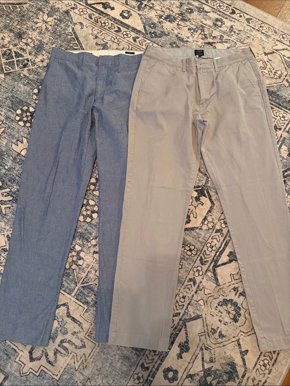 J. Crew Men's Blue and Khaki Chinos - Slim Casual Trousers